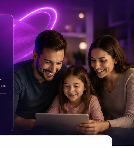 Família utilizando internet Opix